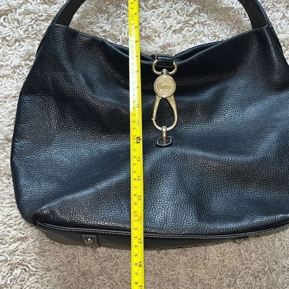 D&B Black Leather Hobo Bag Belvedere Logo Lock Shoulder Bag